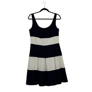 Lauren Ralph Lauren Dress Sleeveless Fit &‎ Flare Navy Ivory Women's